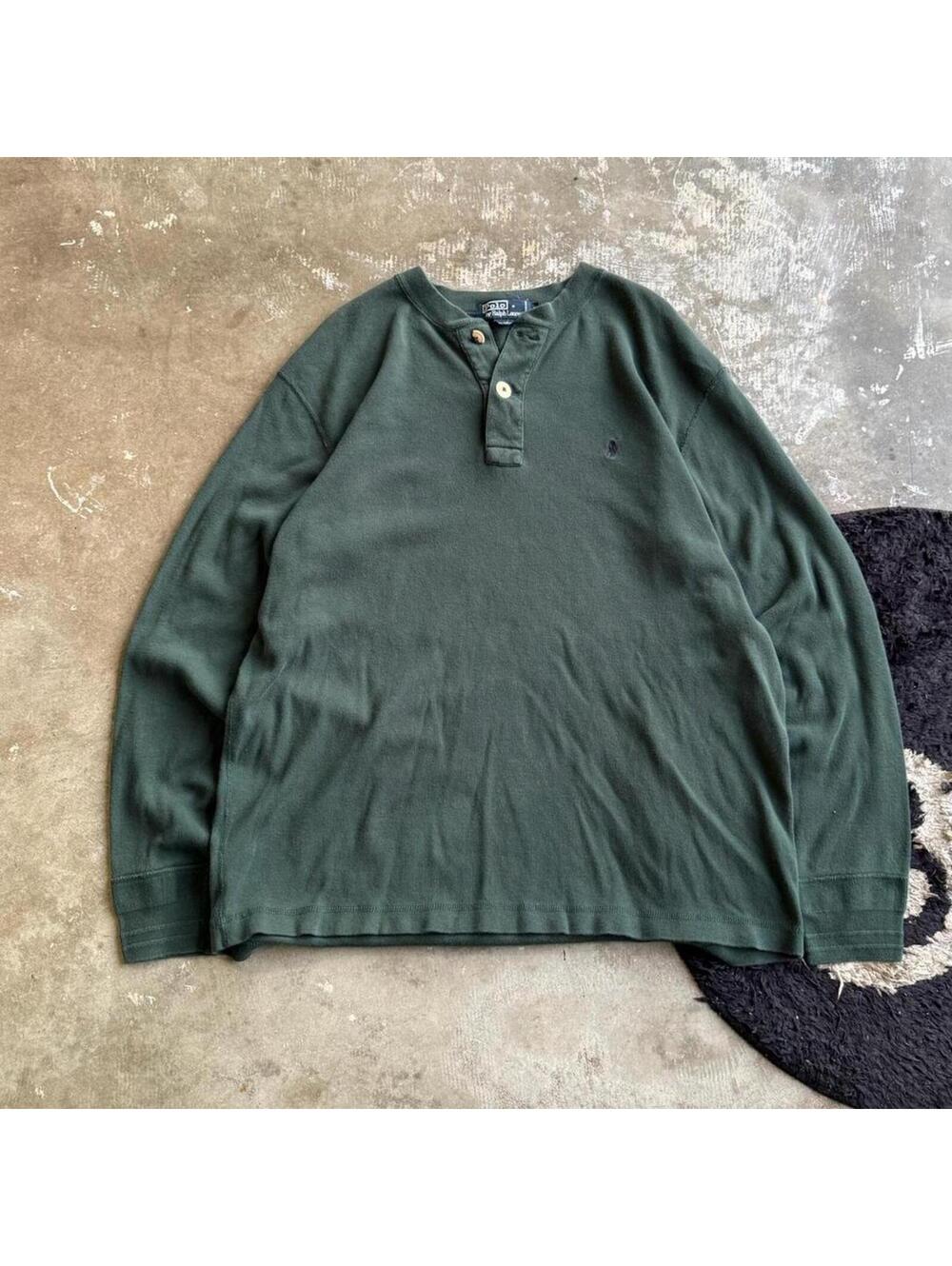 Vintage 90s Polo Ralph Lauren Green Henley Shirt